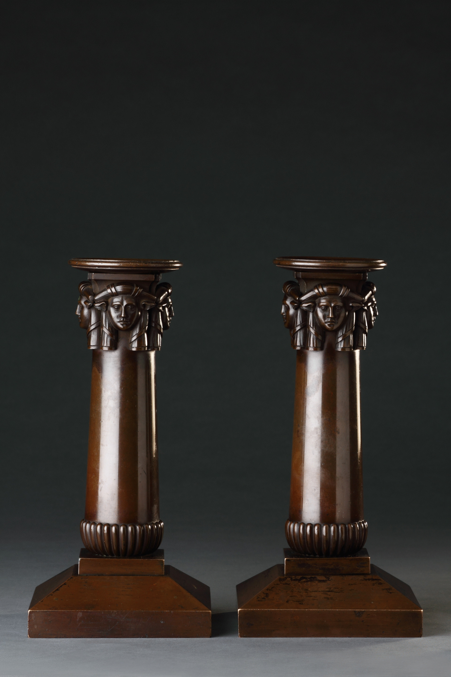 Regency Lacquered Bronze Table Candlesticks